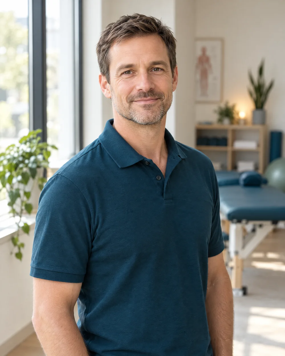 Jonas Wendland, Physiotherapeut, vor der Behandlungsliege