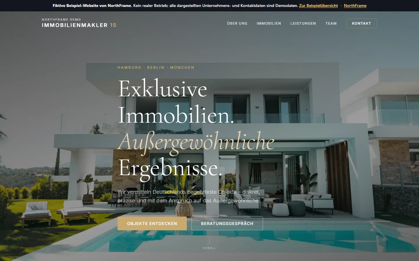 Vorschau der Beispiel-Website NorthFrame Demo – Immobilienmakler 15