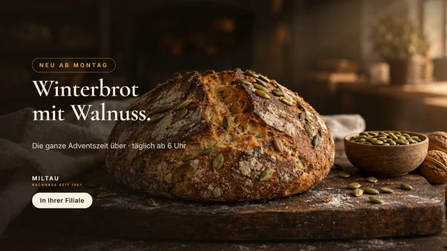 Dieselbe Gestaltung mit der Winterbotschaft „Winterbrot mit Walnuss“
