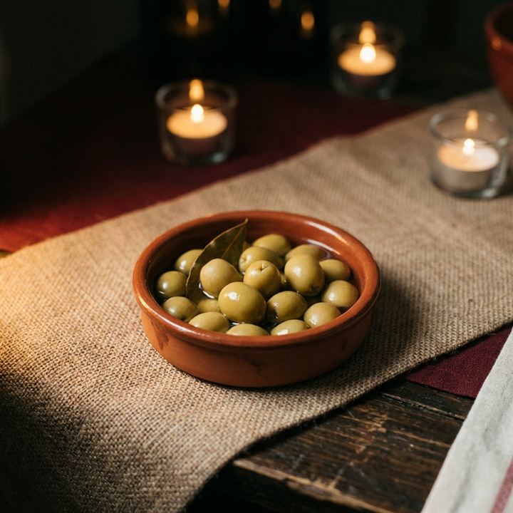 Manzanilla — spanische grüne Oliven mit Stein