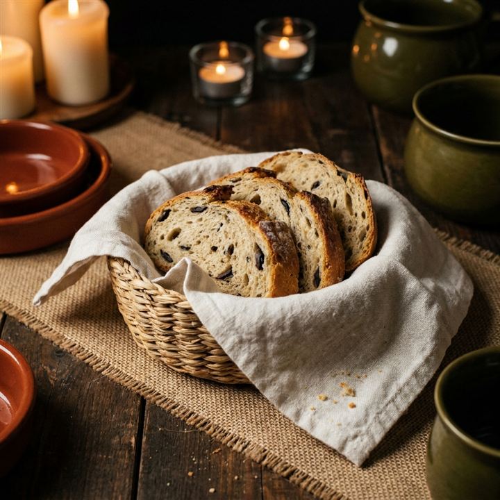 Pan — Brotkorb mit hausgemachtem Olivenbrot