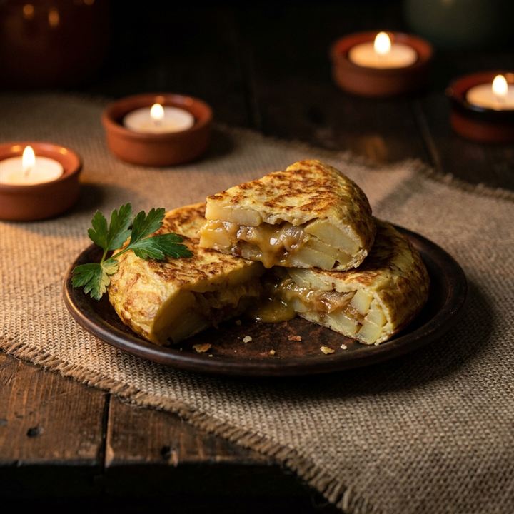 Tortilla de patatas — Omelett aus Eiern, Kartoffeln und Zwiebeln