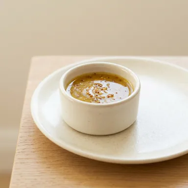Kleiner Becher Honig-Senf Dressing