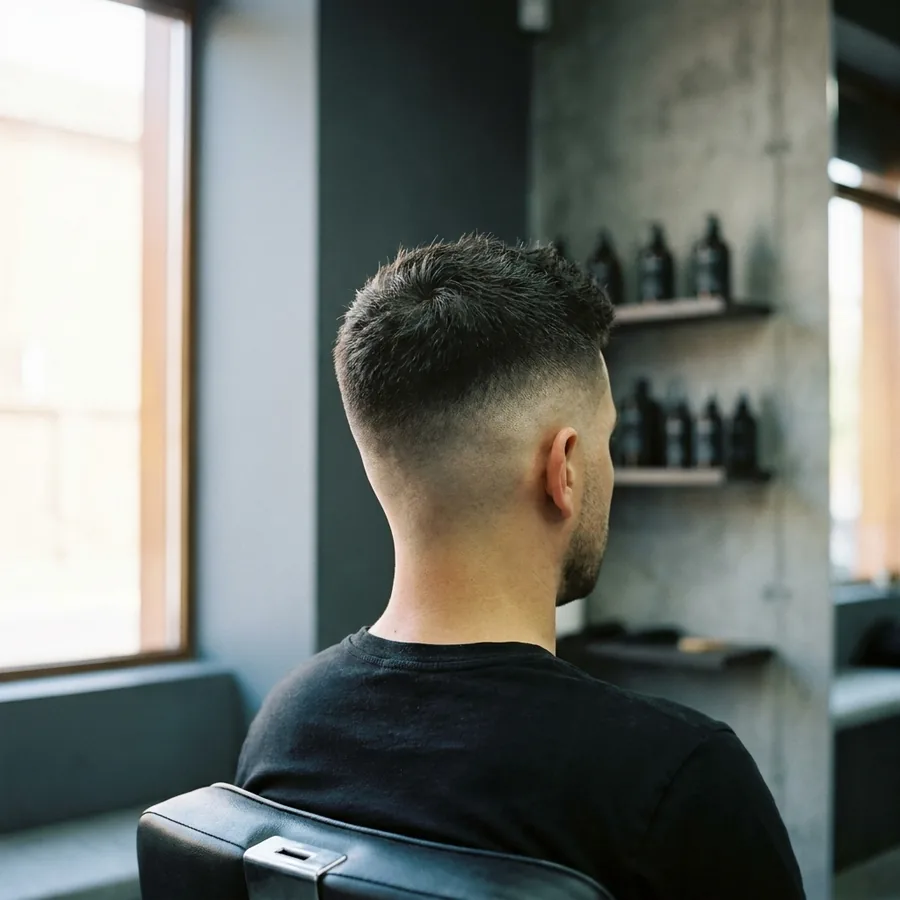 Frisch geschnittener Skin Fade im Hafenschnitt Barbershop