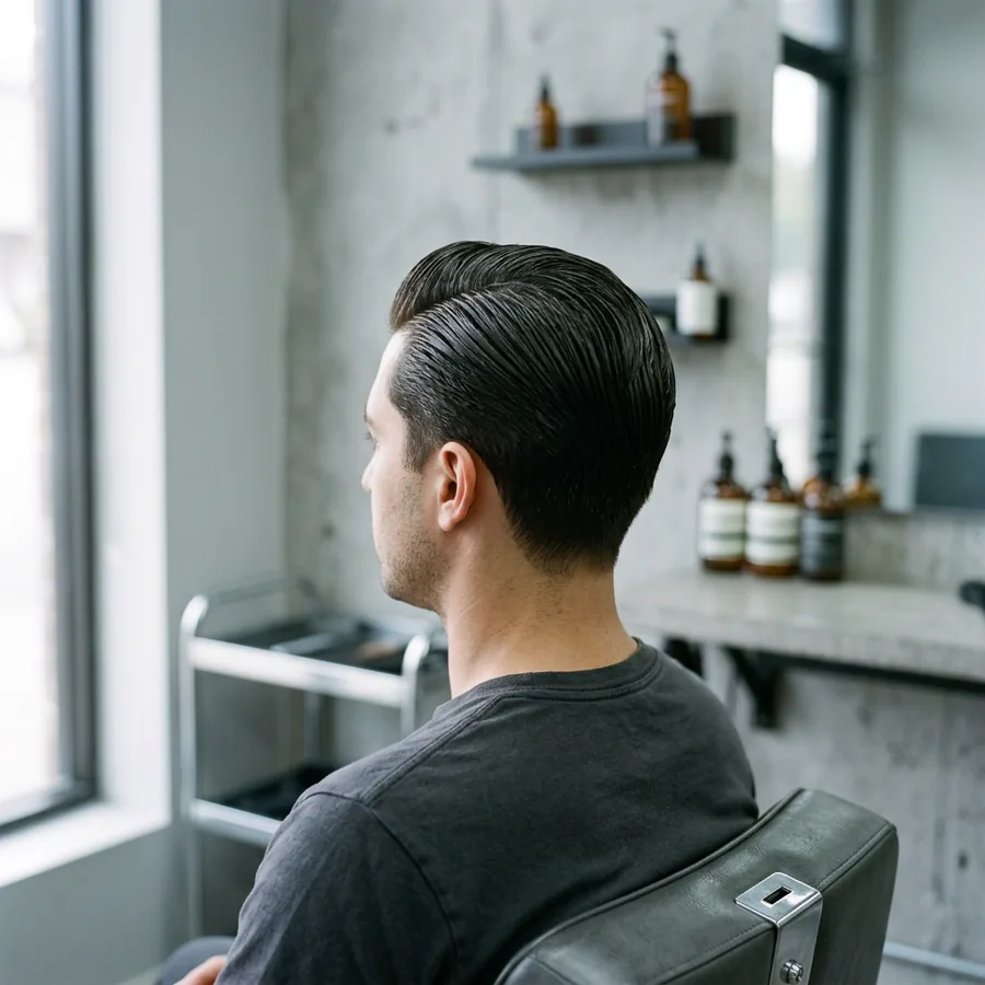 Fertig gestylter Herrenhaarschnitt mit Pomade